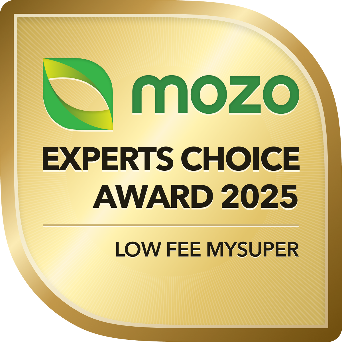 Mozo Experts Choice Award 2025. Low Fee MySuper.